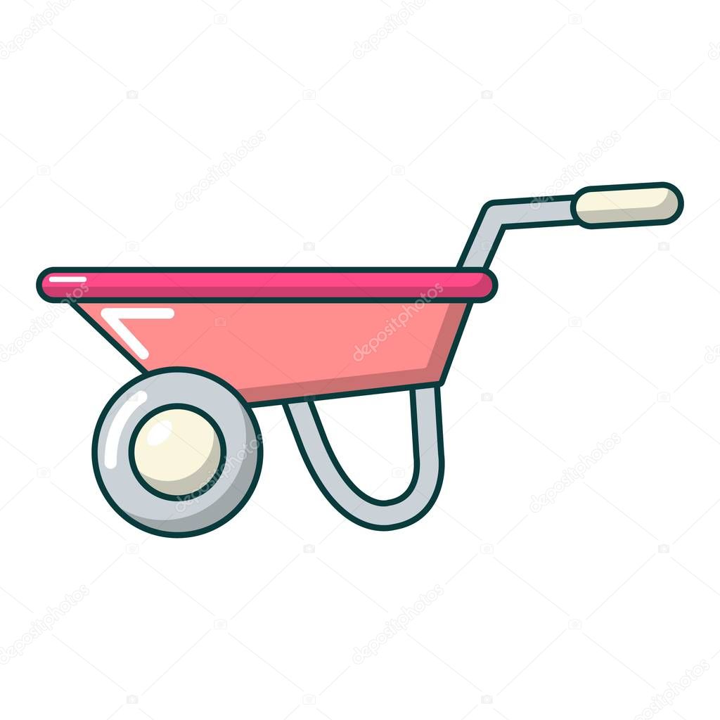 Wheelbarrow icon. Cartoon illustration of wheelbarrow vector icon for web design