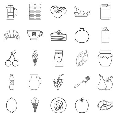 Beslenme Icons set, anahat stili