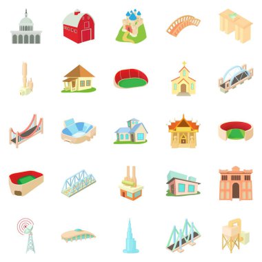 Bina evi Icons set, karikatür tarzı