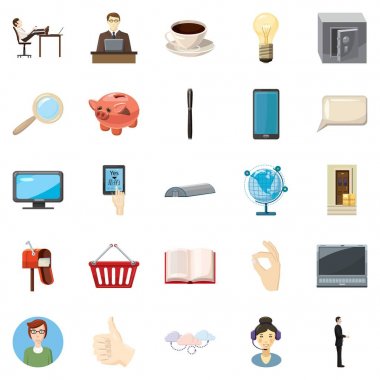 Para çantası Icons set, karikatür tarzı