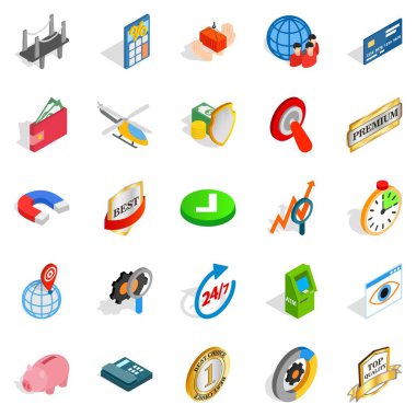 İş planlaması Icons set, izometrik stili