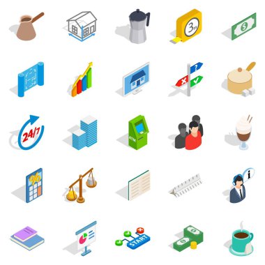 İş modeli simgeler kümesi, izometrik stili