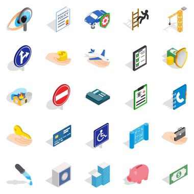 Sorun Icons set, izometrik stili