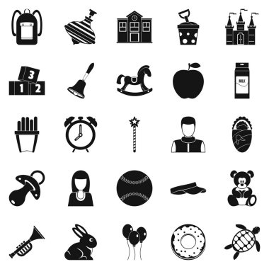 Çocuk Merkezi Icons set, basit tarzı