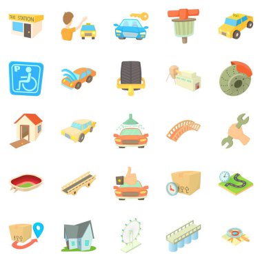 Şehir öğeleri Icons set, karikatür tarzı