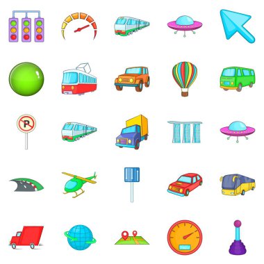 Şehir gezinti Icons set, karikatür tarzı