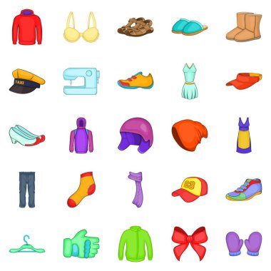 Giysi onarım simgeleri, çizgi film tarzı