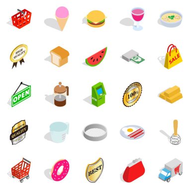 Eatery Icons set, izometrik stili