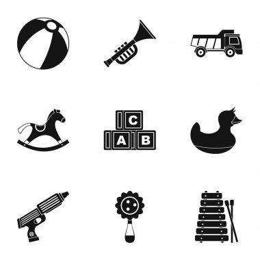 Çocuklar simge seti, basit tarzı için oyuncaklar