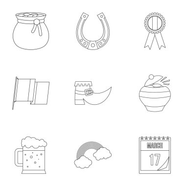 İrlandalı tatil Patrick simge seti, anahat stili