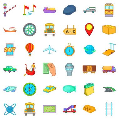 Navlun teslim Icons set, karikatür tarzı