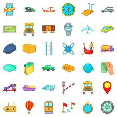 Hızlı teslimat Icons set, karikatür tarzı