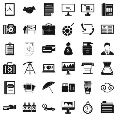 Bölümü ekipman Icons set, basit tarzı