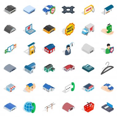 Gizlilik mevduat Icons set, izometrik stili