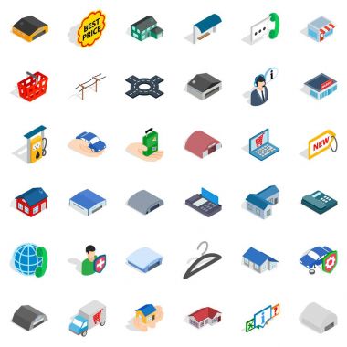 Emanet Kasası Icons set, izometrik stili