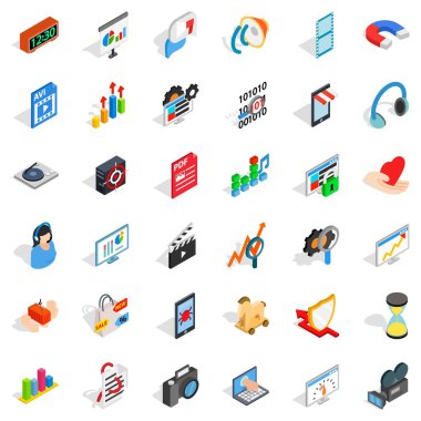 Doğru tasarım Icons set, izometrik stili