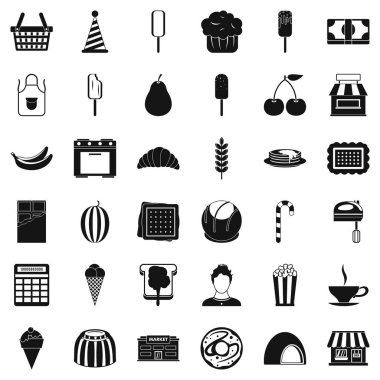 Tatlı Icons set, basit tarzı