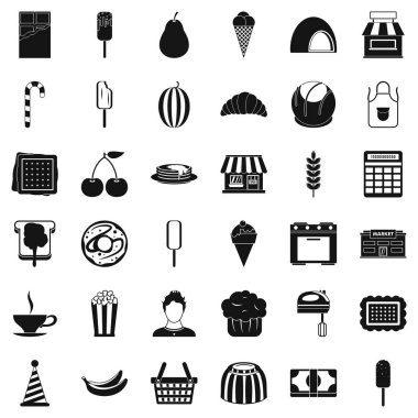 İyi tatlı Icons set, basit tarzı