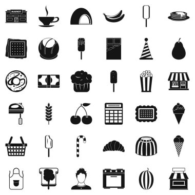 Tatlı yemek Icons set, basit tarzı