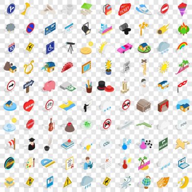 100 karakter simgeler kümesi, izometrik 3d stili