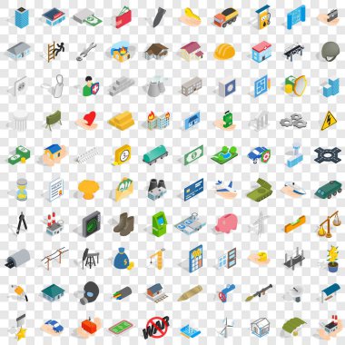 100 şirket Icons set, izometrik 3d stili