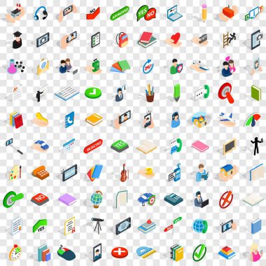 100 iletişim Icons set, izometrik 3d stili