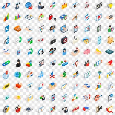 100 geliştirme Icons set, izometrik 3d stili