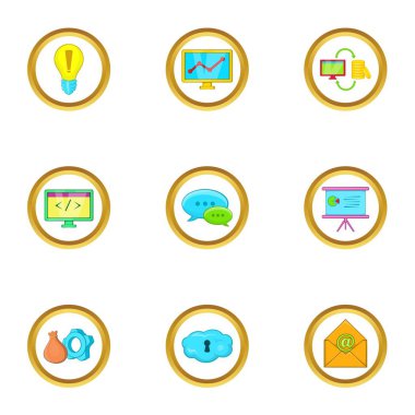 İş fikri simgeler ayarla, tarzı çizgi film