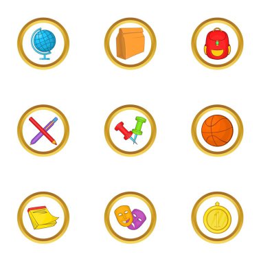 Okul dersleri simgeler ayarla, tarzı çizgi film