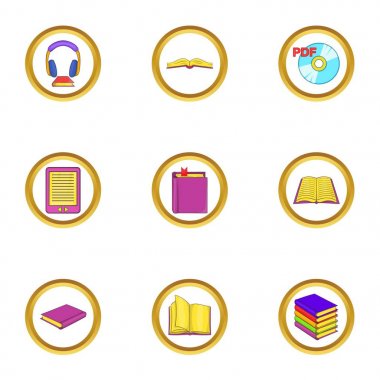 Online kitap Icons set, karikatür tarzı