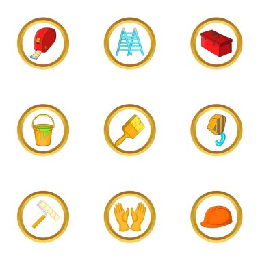 İnşaat Icons set, karikatür tarzı