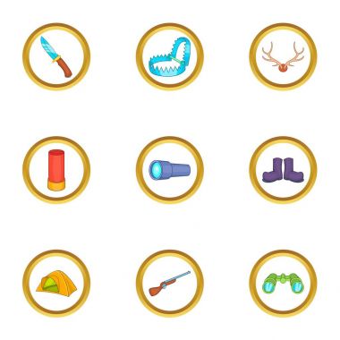 Avcı Icons set, karikatür tarzı araçları
