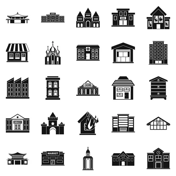 Conjunto de iconos de desarrollo de tierras, estilo simple — Vector de stock