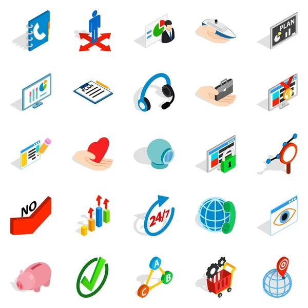 Conjunto de iconos de carrera empresarial, estilo isométrico — Vector de stock
