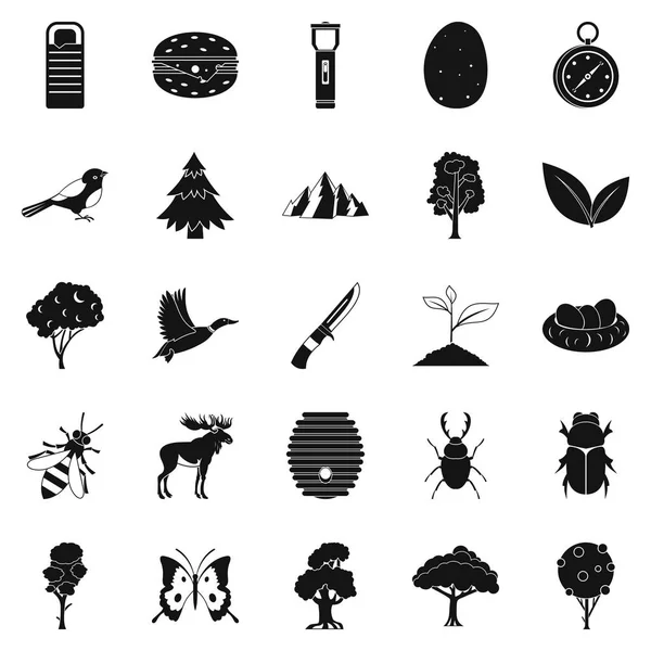 Wilde natuur iconen set, eenvoudige stijl — Stockvector