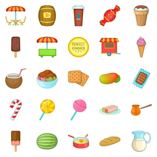 Süßigkeiten Icons Set, Cartoon-Stil — Stockvektor