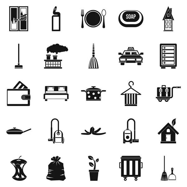 Ensemble d'icônes de nettoyage, style simple — Image vectorielle