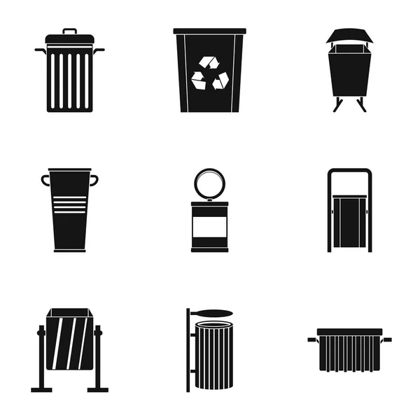 Çöp depolama simge seti, basit tarzı — Stok Vektör