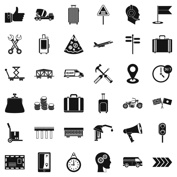 Container delivery icons set, simple style — Stock Vector