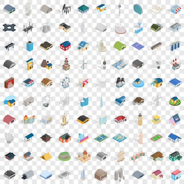 Conjunto de ícones de montagem 100, estilo 3D isométrico —  Vetores de Stock