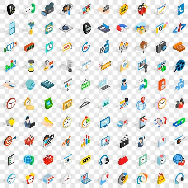 Conjunto de iconos de 100 dispositivos, estilo 3D isométrico — Vector de stock
