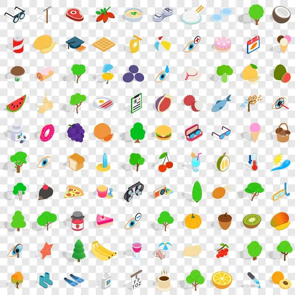 100 sağlık Icons set, izometrik 3d stili