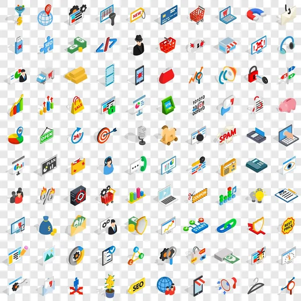 Conjunto de 100 iconos, estilo isométrico 3d — Vector de stock