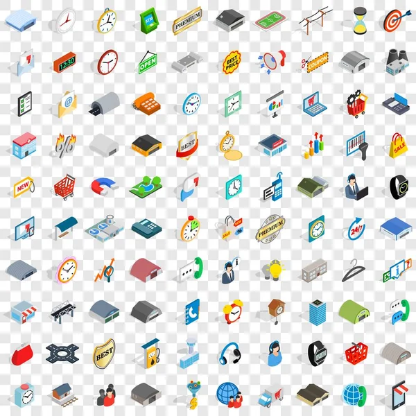 100 logistics ikoner set, isometrisk 3d-stil — Stock vektor