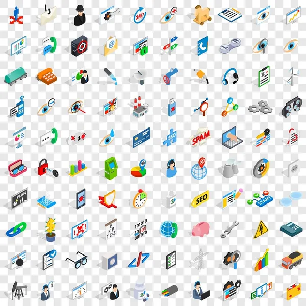 Conjunto de 100 iconos principales, estilo isométrico 3d — Vector de stock