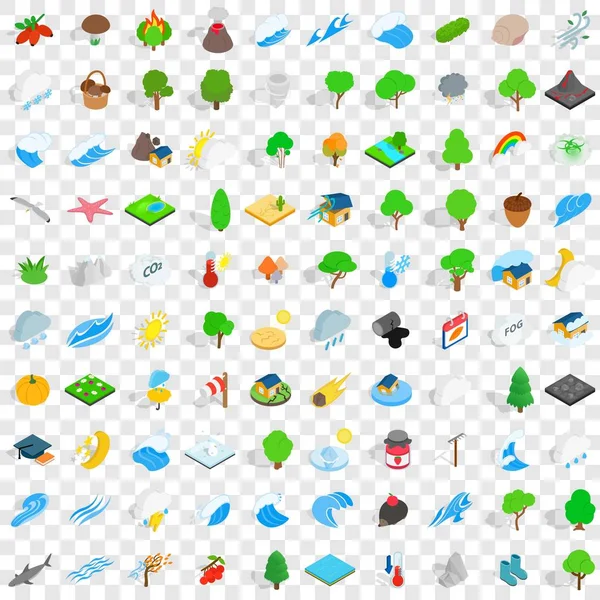 100 doğa ve manzara Icons set