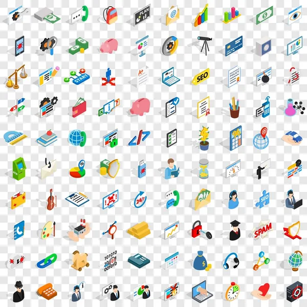 100 iconos de obligación conjunto, estilo isométrico 3d — Vector de stock