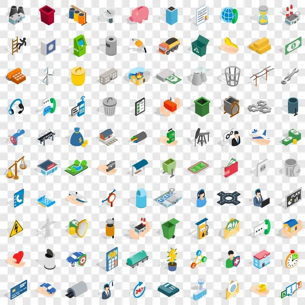 100 conjunto de iconos de organización, estilo isométrico 3d — Vector de stock