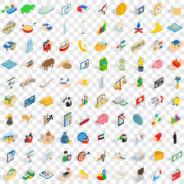 100 servet Icons set, izometrik 3d stili — Stok Vektör
