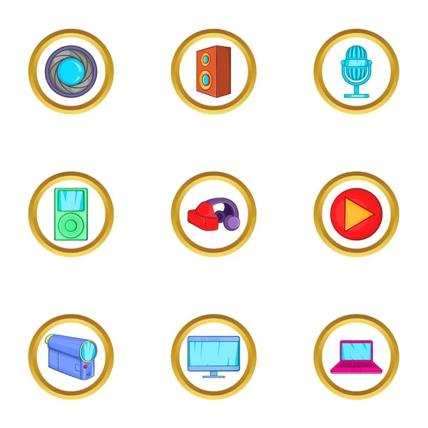 Digital device icons set, cartoon style — Stock Vector